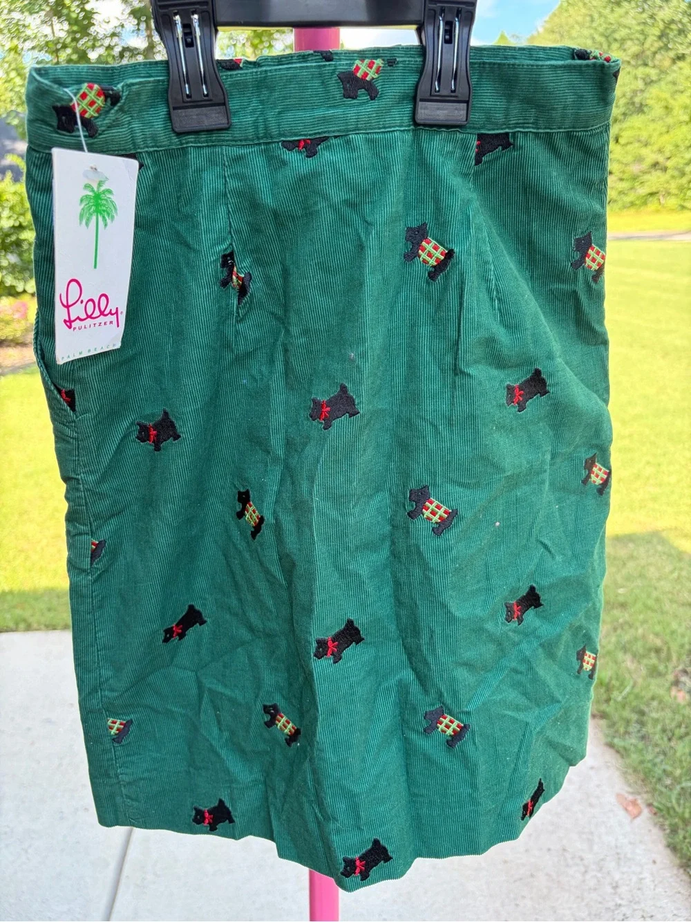Rare NWT Vintage Lilly Pulitzer Scottie Christmas Corduroy Skirt 7